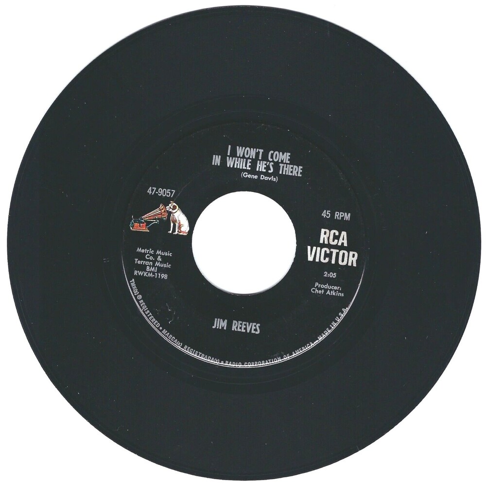 Jim Reeves 45 I Won't Come In While He's There / Maureen VG-VG+ '66 Country